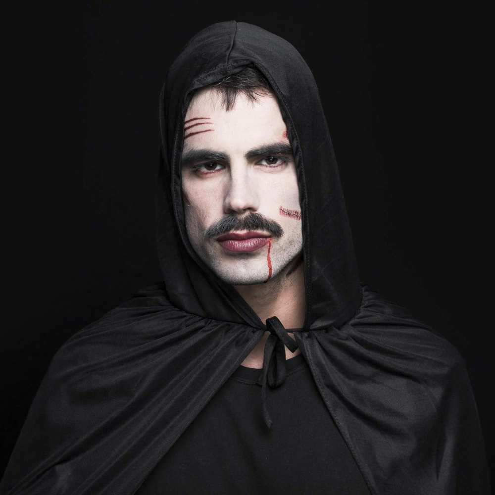 Adult Black Cape With Hood Redstar Fancy Dress adult-black-cape-with-hood-redstar-fancy-dress