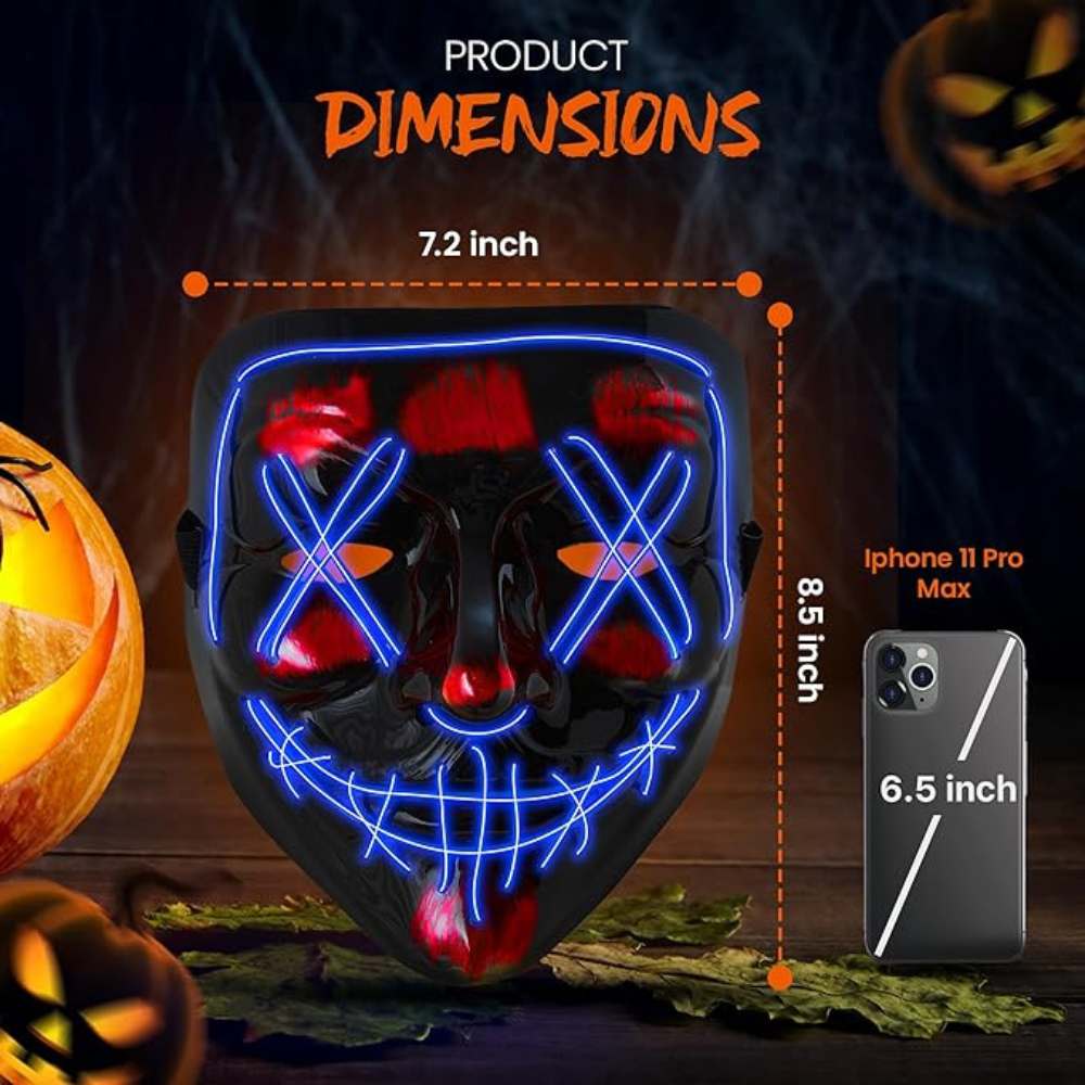 Halloween Light Up Mask (Blue) Redstar Fancy Dress