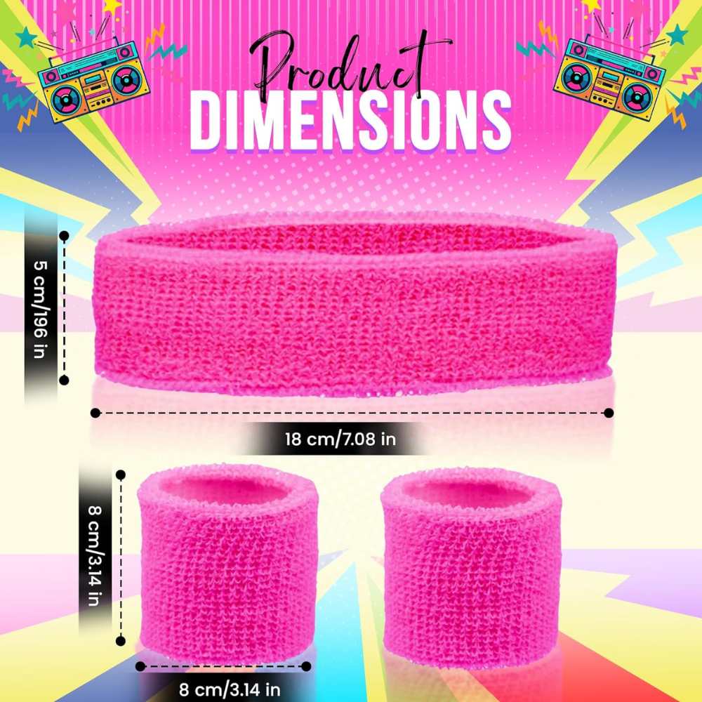 80s Neon Headband & Sweatbands Set Redstar Fancy Dress