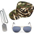 3pc Army Fancy Dress Accessories Set - Army Hat, Dog Tags & Sunglasses