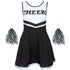 Black Cheerleader Costume with Cheerleader Pom Poms | Fancy Dress Costume