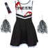 Black Zombie Cheerleader Costume With Pom Poms and Fake Blood Tube