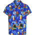 Blue Hawaiian Shirt for Men With Beer Bottle Design
