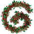 6ft Metallic Green Holly Christmas Tinsel Garland