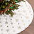 White Christmas Tree Skirt With Gold Snowflake Design