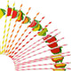 30pc Cocktail Paper Straws With 3D Fruit Design
