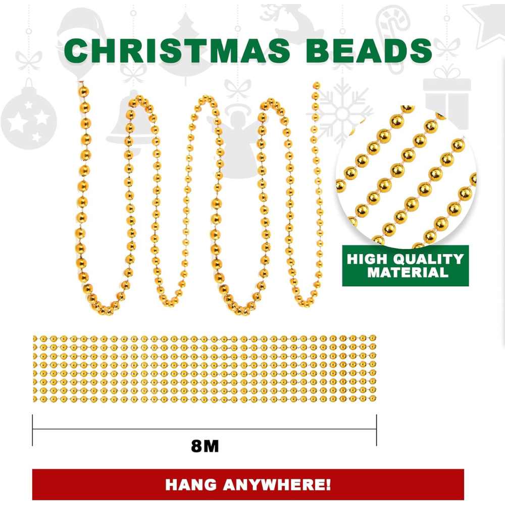 8 Meters Gold Christmas Tree Beads – Redstar Fancy Dress