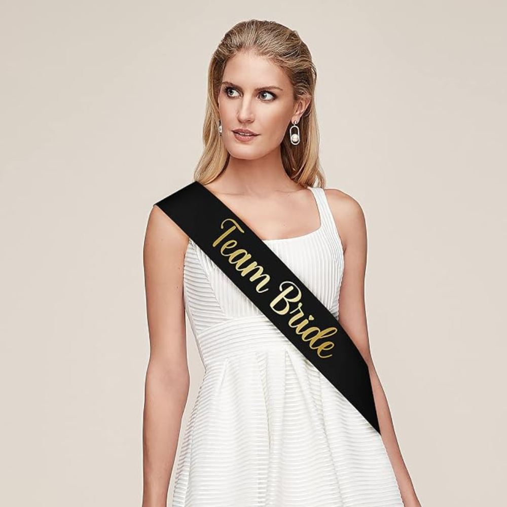 12 x Black Gold 'Team bride' Sashes x 'Bride to Be' Sash