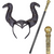 Black Gothic Demon Horns and Gold Staff