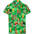 Green Hawaiian Shirt for Men With Beer Bottle Design