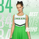 Green Cheerleader Outfit with Pom Poms