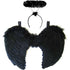 Black Angel Wings And Halo - Halloween Black Wings & Halo
