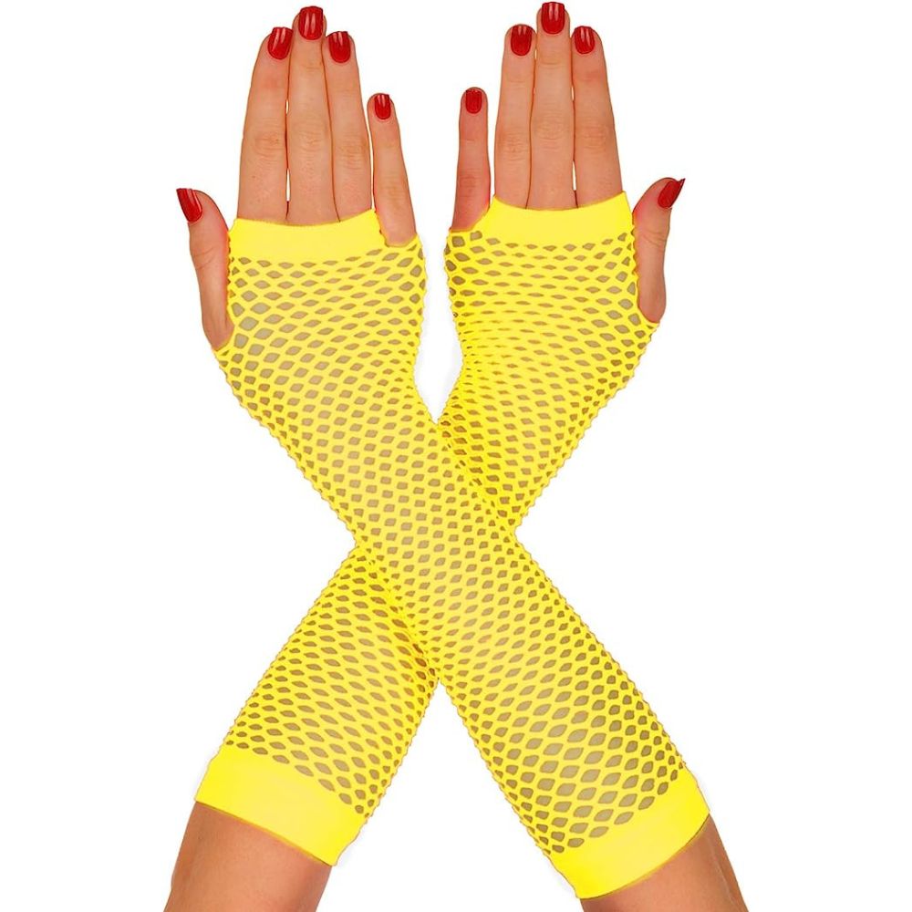 thumbnail image 2 of 80s Neon Accessories Set – Fishnet Gloves, Leg Warmers & Beads – Hen Party Fancy Dress Rave Costume 2 of 4