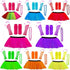 Women's Neon Tutu Skirt, Leg Warmers, Fishnet Gloves & Necklace Beads
