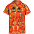Orange Hawaiian Shirt for Men With Beer Bottle Design