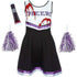 Purple Zombie Cheerleader Outfit With Pom Poms & Fake Blood