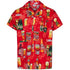 Red Hawaiian Shirt for Men With Beer Bottle Design