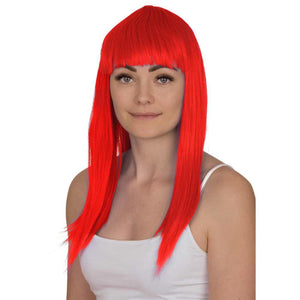 Neon Red Straight Wig for Women