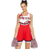 Red Zombie Cheerleader Outfit With Pom Poms & Fake Blood Tube