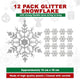 12 Pack Glitter Christmas Snowflakes (Silver)