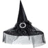 Sparkly Black Witch Hat With Black Veil and Sequins for Adults