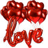 Valentines Balloons | 30 x Red Heart Shaped Balloons and 1 x Love Balloon