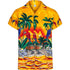 Yellow Vintage Hawaiian Shirt - Parrot Print Beachwear