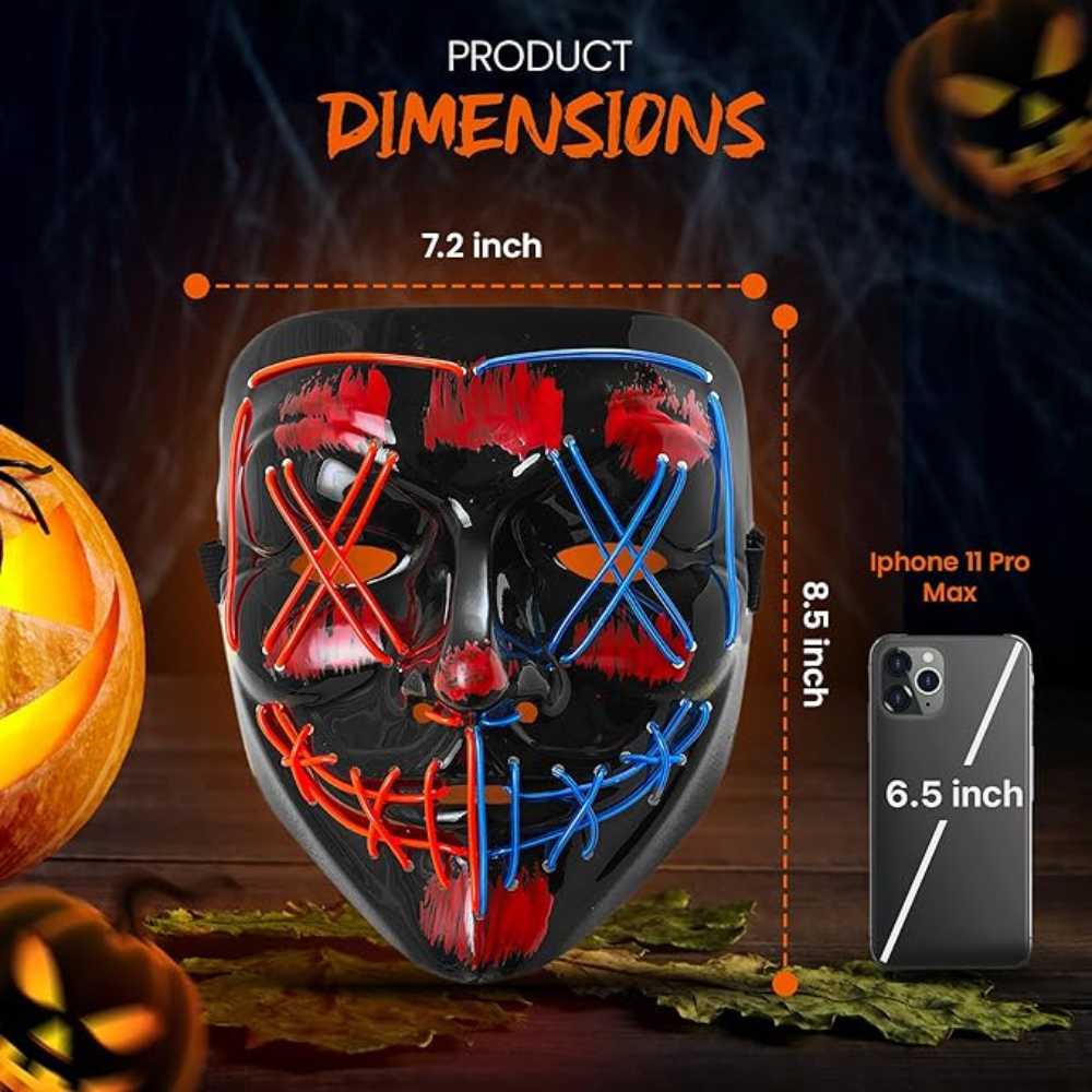 Sprinlot Maschera Halloween LED, Maschera Luce Fino Guanto Set - Foto 8