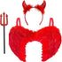 3pc Red Devil Costume for Women - Red Devil Wings, Devil Horns & Fork